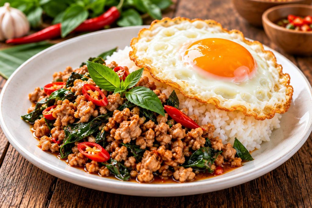ข้าวกะเพราหมูสับ+ไข่ดาว